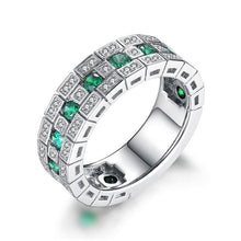 Load image into Gallery viewer, Silver Glowing Ring green Stones - With Box - AR279