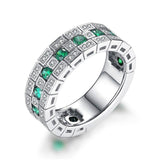 Silver Glowing Ring green Stones - With Box - AR279