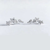 Star Design - Zircon Earring - Silver - AE179