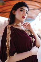 Load image into Gallery viewer, Stitch Vibes - Velora Collection - Maroon Velvet Kaftan