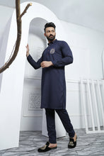 Load image into Gallery viewer, ER 489 Blue MArine Edge Republic Kurta Pajama For Men