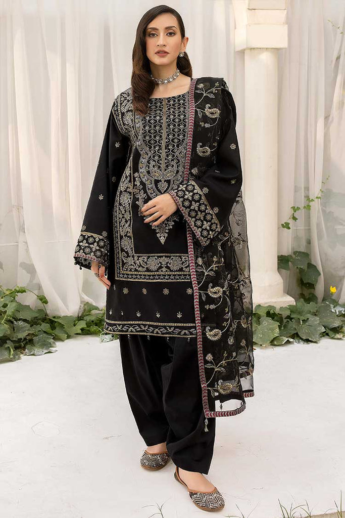 Meem - D 04 Black Smoke Luxury Cotton Sateen Handwork Collection