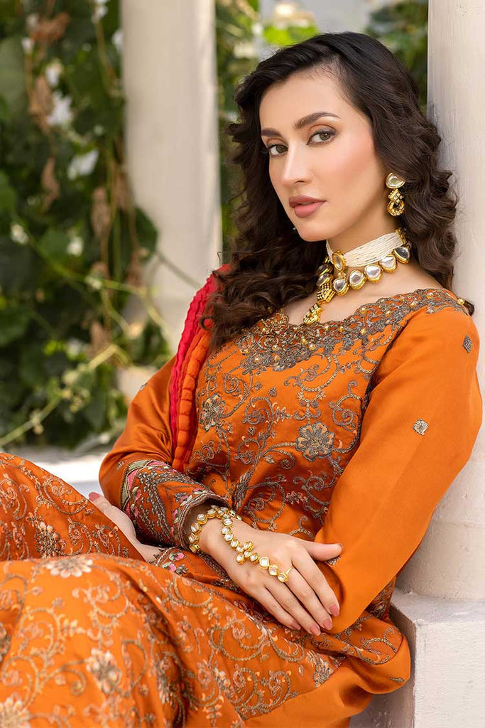 Meem - D 05 Brunt Orange Luxury Cotton Sateen Handwork Collection