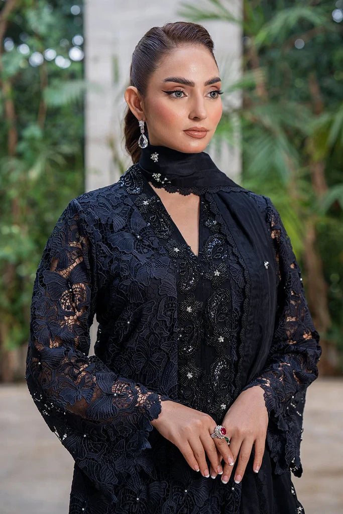 Zaib un Nisa - Luxe Pret Collection - Qureshia Black Embroidery Cut Work Shirt