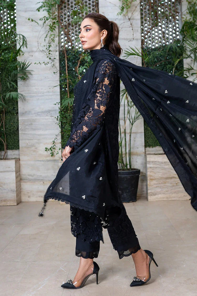 Zaib un Nisa - Luxe Pret Collection - Qureshia Black Embroidery Cut Work Shirt