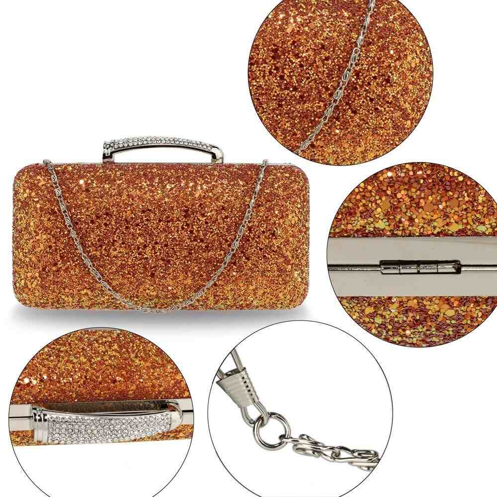 AGC00368 - Orange Glitter Evening Wedding Clutch Box