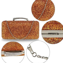 Load image into Gallery viewer, AGC00368 - Orange Glitter Evening Wedding Clutch Box