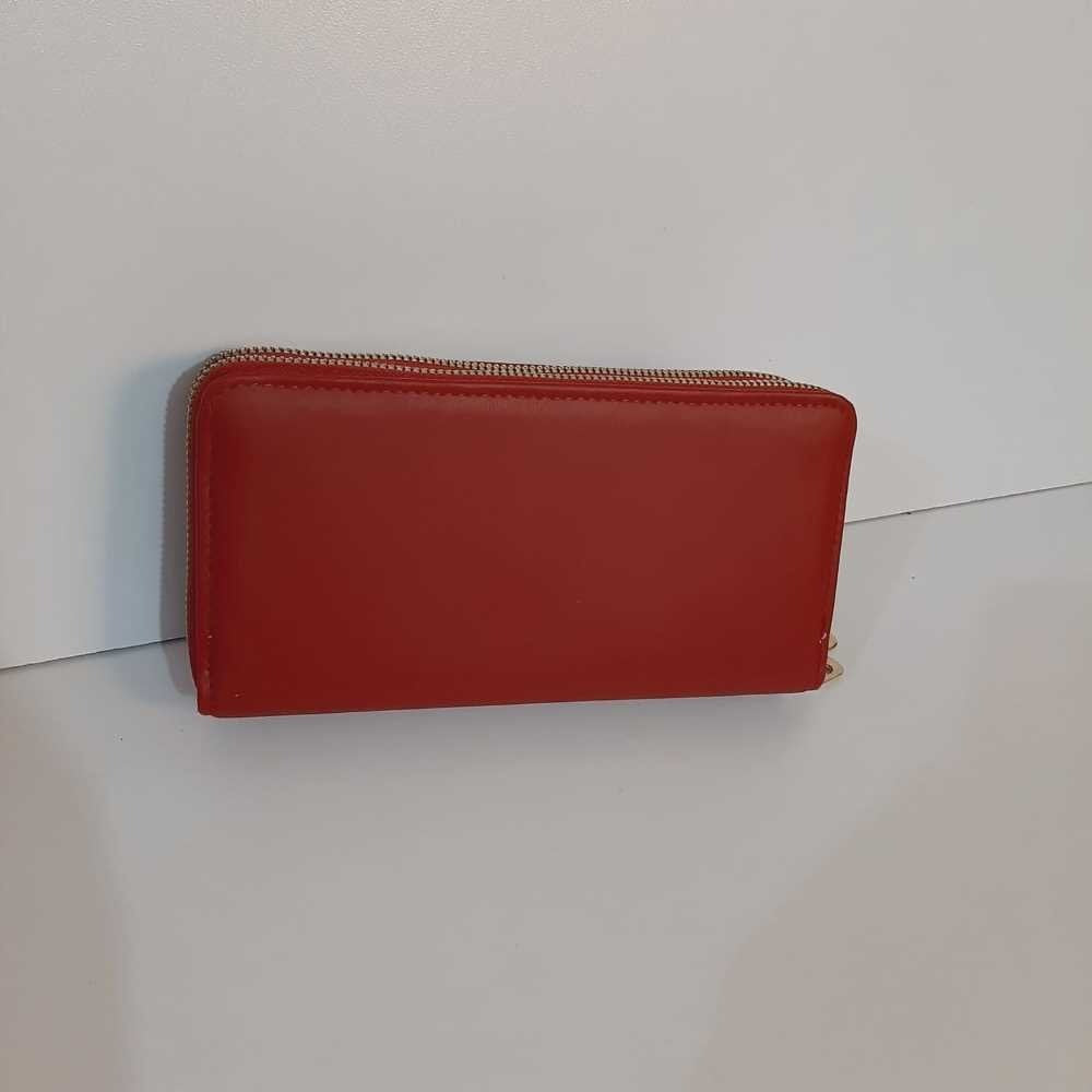 Double Zip Leather Wallet - Maroon - W13