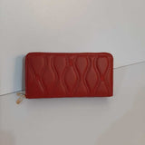 Double Zip Leather Wallet - Maroon - W13