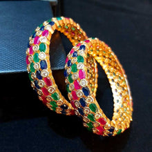 Load image into Gallery viewer, Indian Bangles With Ruby - Pack of 2 - Gold - ZB06