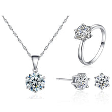 Load image into Gallery viewer, Earring , Necklace and Ring Set - Silver With Box - AS59