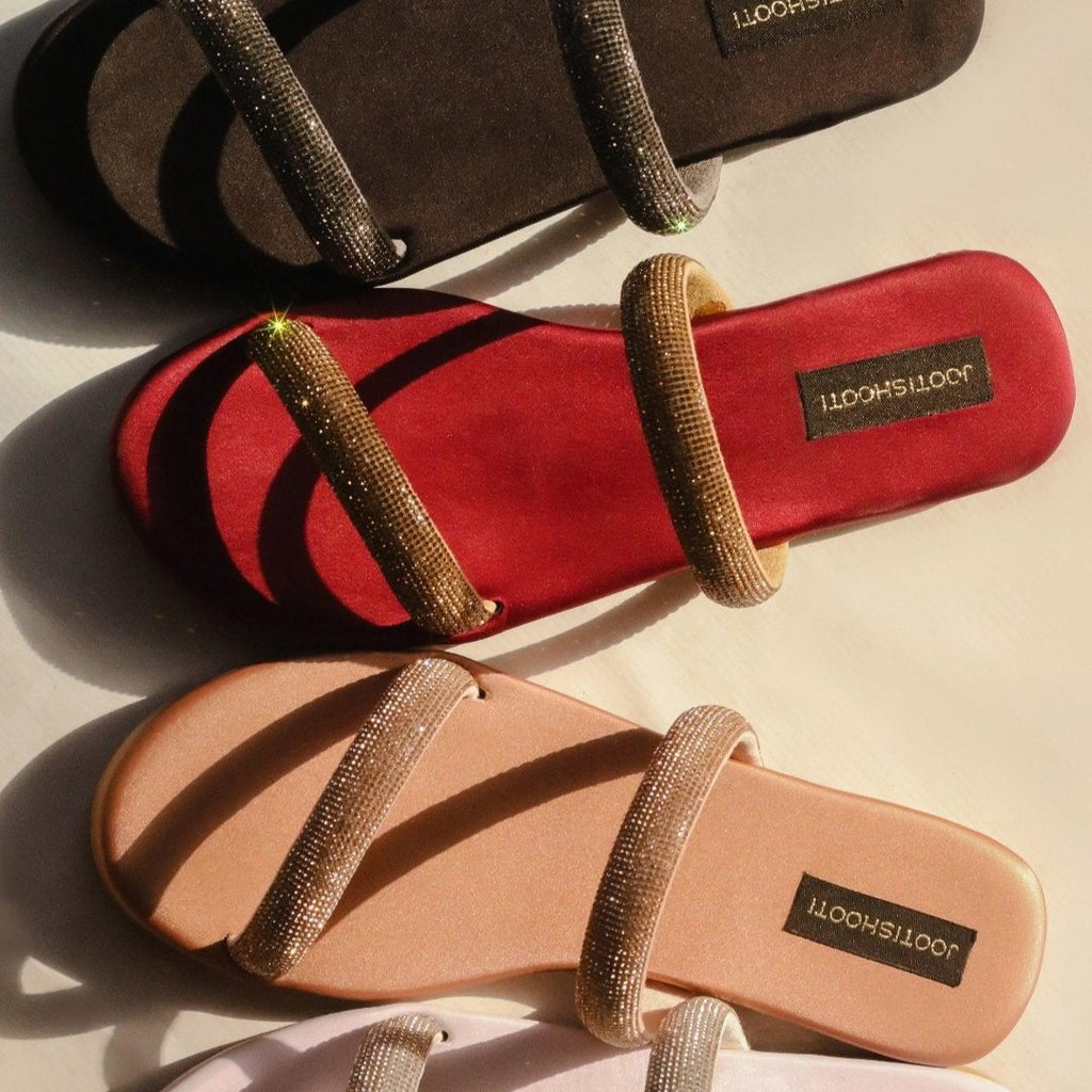 Juliet Two Strap Diamanté Slides