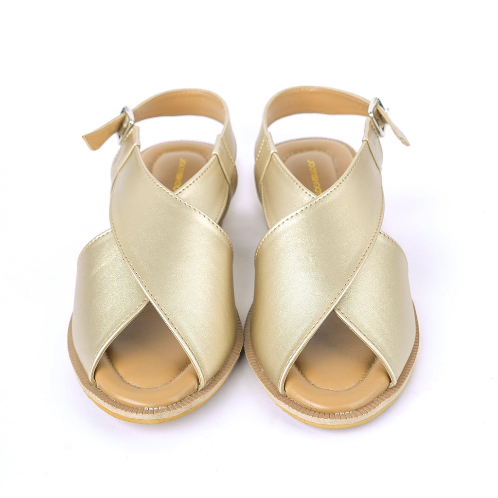 Plain Gold Peshawari Chappal