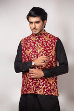 Load image into Gallery viewer, ER WC 1009 Maoon Zari work Waist Coat