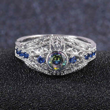 Load image into Gallery viewer, Silver Plated Ring With blue Stones - Silver - AR180