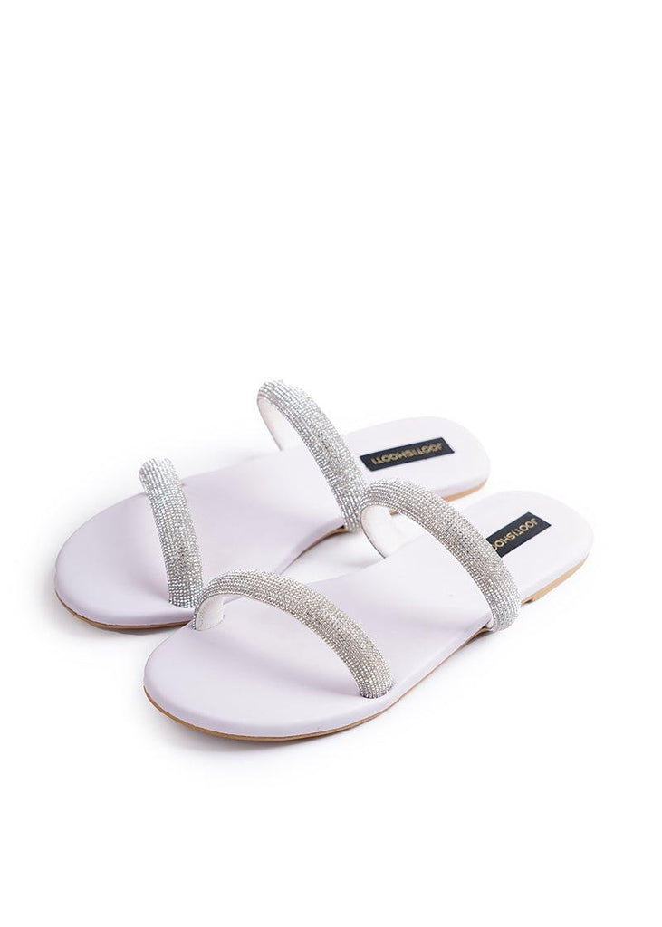 Twinkle Two Strap Diamanté Slides