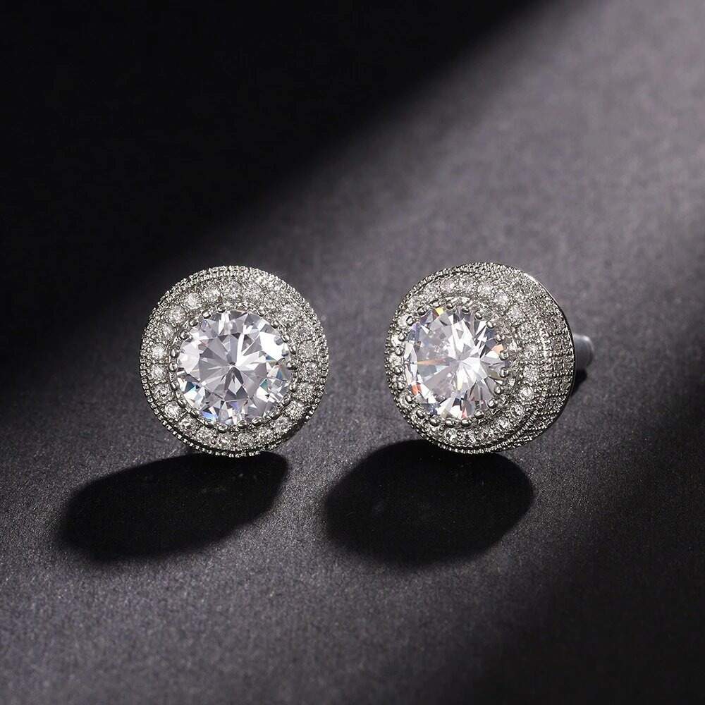 AAA Zircon - Glowing Round Earring - Silver - AE218